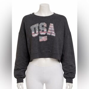Charcoal USA Flag Women's Hoodie